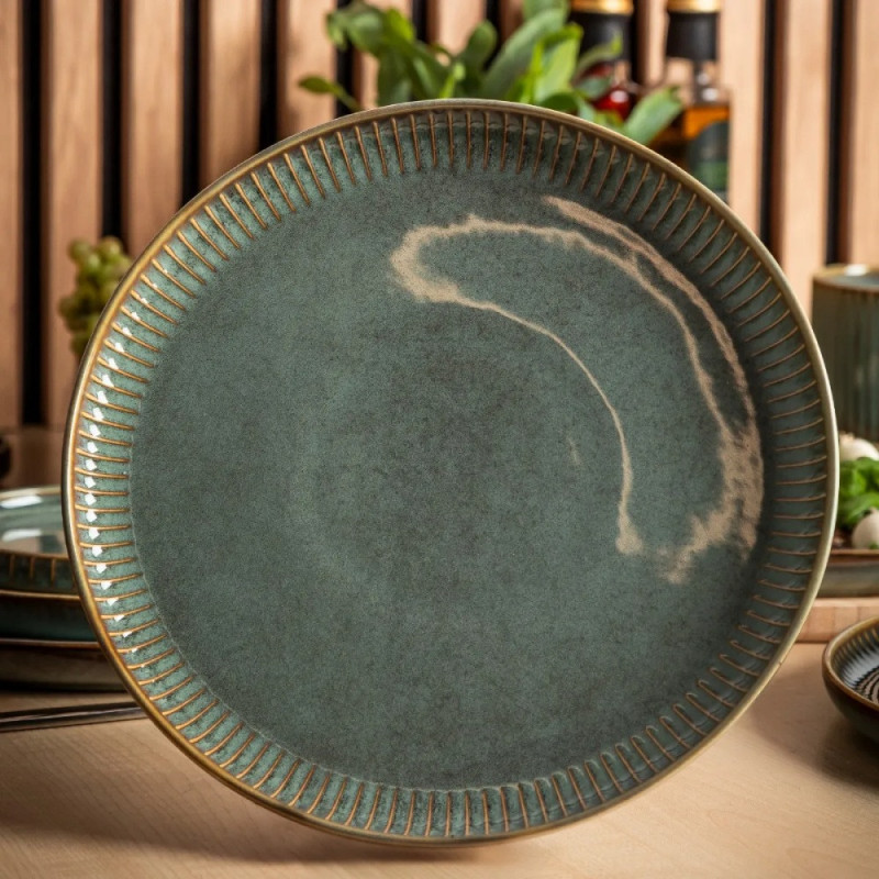 Serwis obiadowy porcelanowy Altom Sage 18 elementów zestaw talerzy dla 6 osób retro