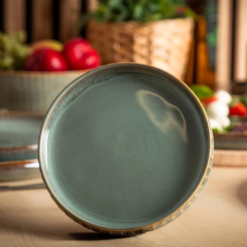 Komplet 6 filiżanek ze spodkami porcelanowych Altom Sage 220 ml do kawy herbaty zestaw szałwiowe retro