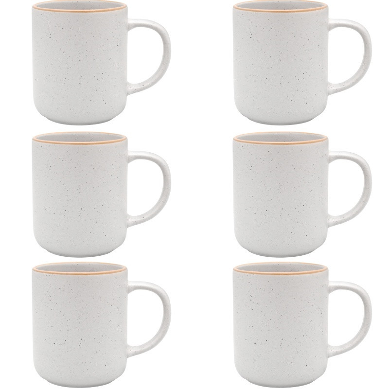 Serwis obiadowy porcelanowy MG Home Artena 28 elementów zestaw talerzy misek kubków dla 6 osób nakrapiany