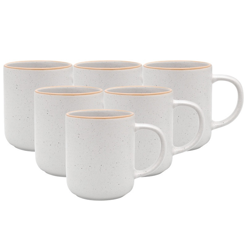Serwis obiadowy porcelanowy MG Home Artena 32 elementy zestaw talerzy misek kubków dla 6 osób nakrapiany