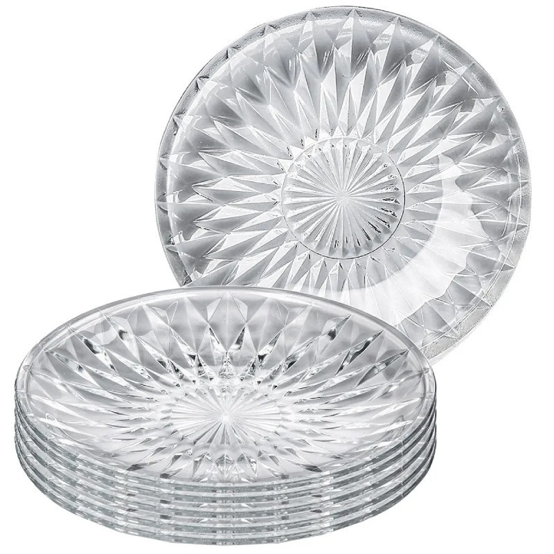 Talerzyki deserowe 15 cm i patera 25 cm szklane Altom Stella zestaw 7 sztuk spodek na ciasto deser