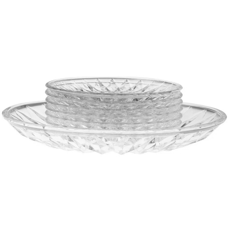 Talerzyki deserowe 15 cm i patera 25 cm szklane Altom Stella zestaw 13 sztuk spodek na ciasto deser