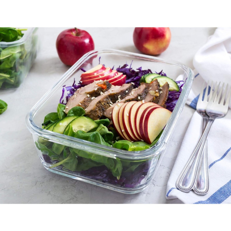 Pojemniki szklane 1040 ml prostokątne lunchbox Florina Frigo zestaw 3 sztuki żaroodporne hermetyczne