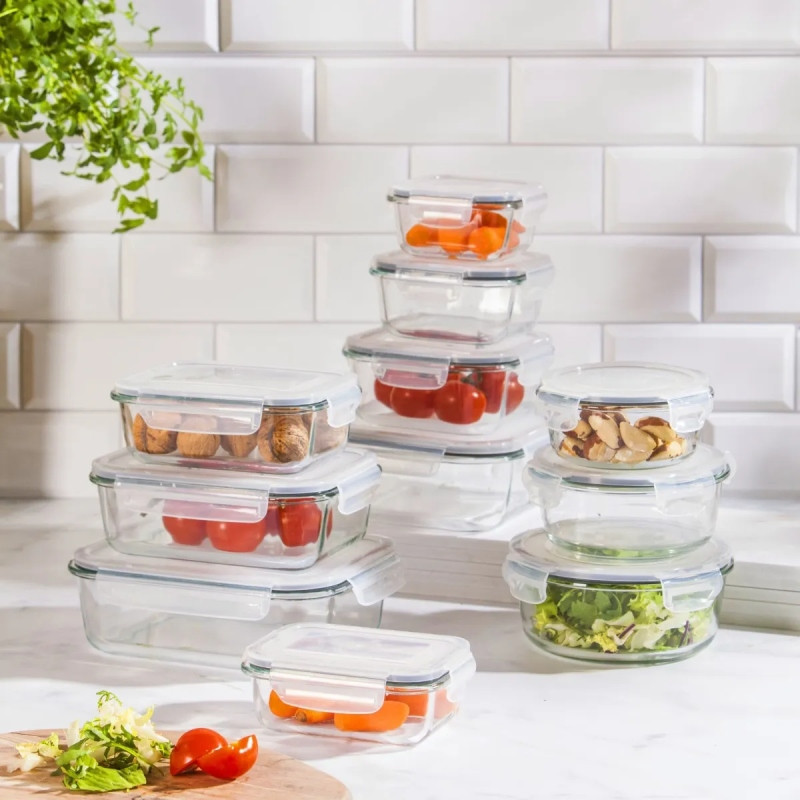 Pojemniki szklane 1040 ml prostokątne lunchbox Florina Frigo zestaw 3 sztuki żaroodporne hermetyczne