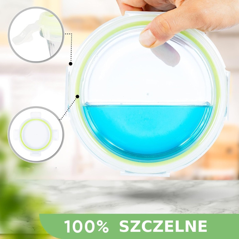 Szklany pojemnik 1750 ml na żywność jedzenie Florina Frigo pudełko z pokrywką śniadaniówka lunchbox okrągły hermet