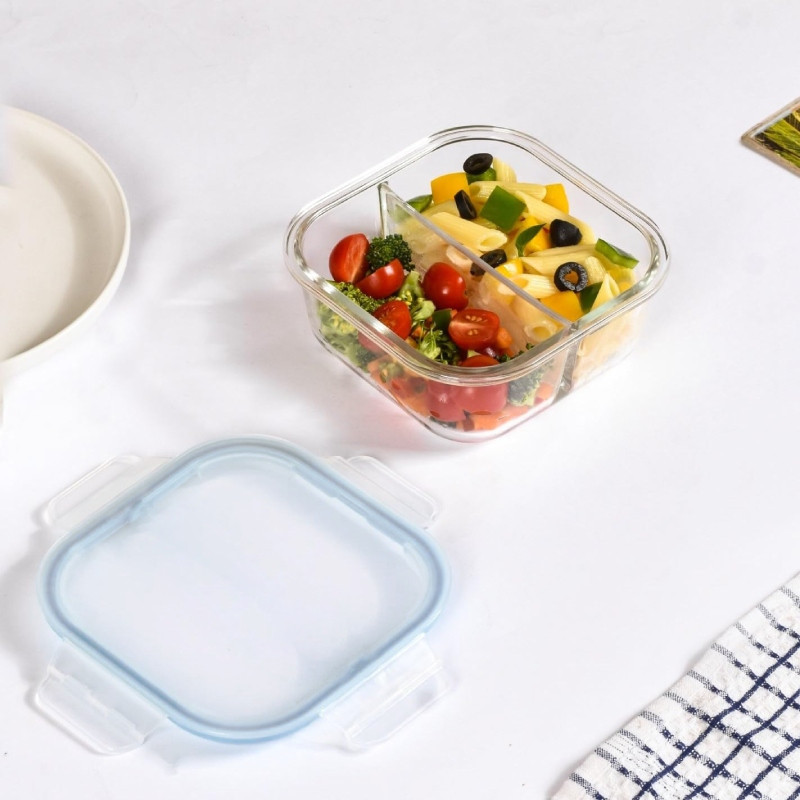 Pojemnik szklany dzielony dwukomorowy Florina Frigo 750 ml kwadratowy lunchbox hermetyczny