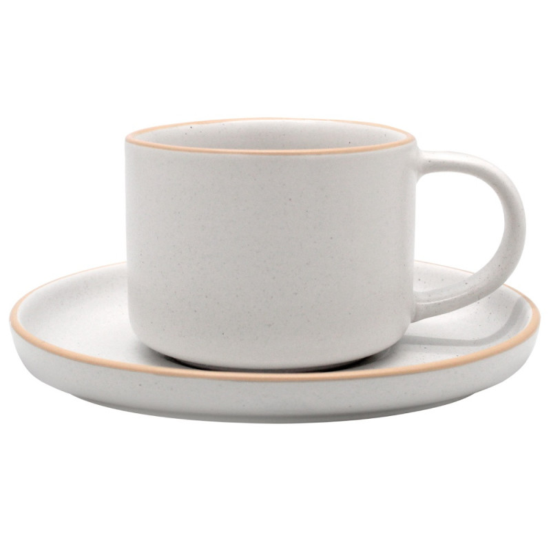 Serwis obiadowy porcelanowy MG Home Artena 34 elementów zestaw talerzy filiżanek dla 6 osób nakrapiany