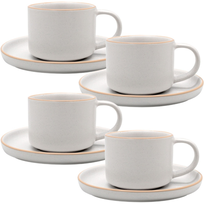 Serwis obiadowy porcelanowy MG Home Artena 30 elementów zestaw talerzy filiżanek misek dla 6 osób nakrapiany