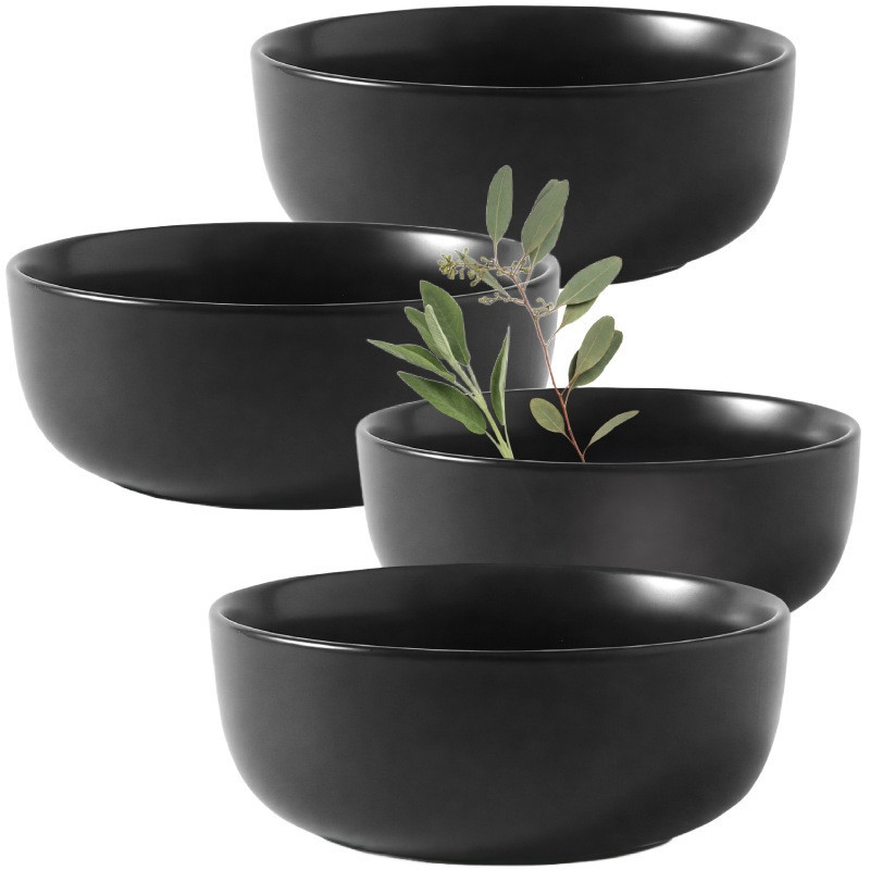 Serwis obiadowy porcelanowy MG Home Artena 28 elementy zestaw talerzy kubków misek dla 6 osób czarny