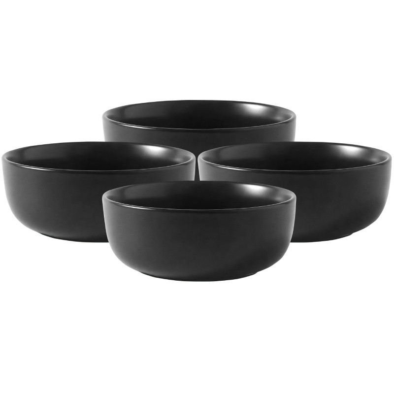 Serwis obiadowy porcelanowy MG Home Artena 32 elementy zestaw talerzy kubków misek dla 6 osób czarny