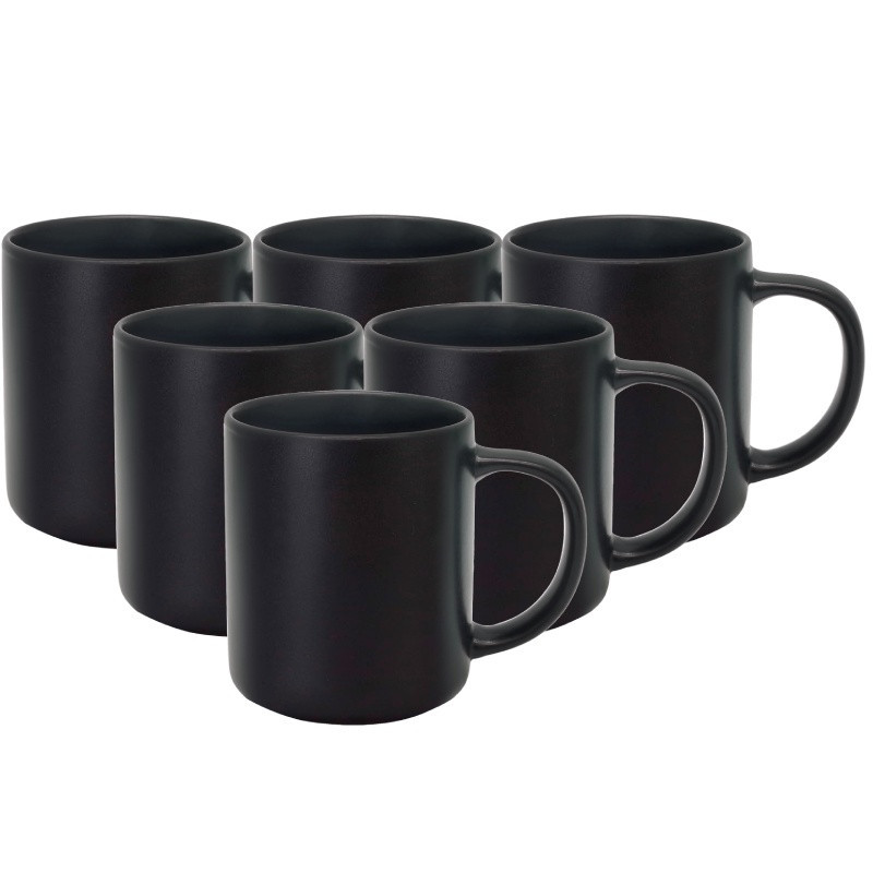 Serwis obiadowy porcelanowy MG Home Artena 32 elementy zestaw talerzy kubków misek dla 6 osób czarny