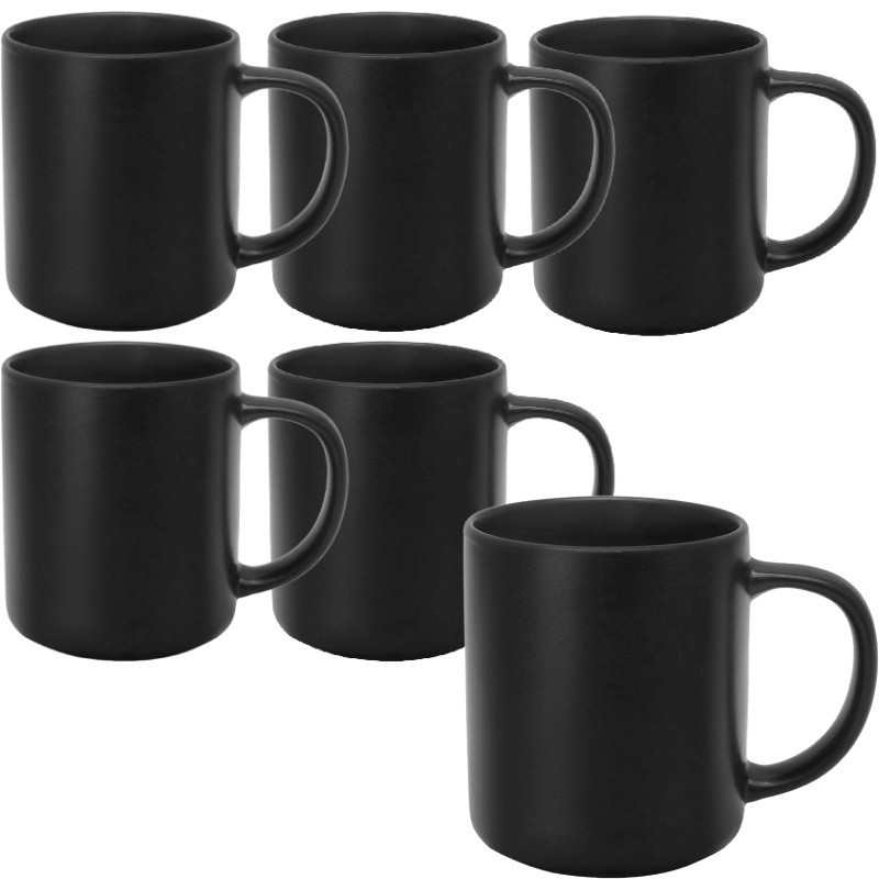 Serwis obiadowy porcelanowy MG Home Artena 24 elementy zestaw talerzy kubków dla 6 osób czarny