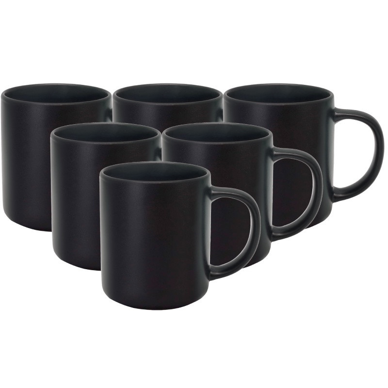 Serwis obiadowy porcelanowy MG Home Artena 24 elementy zestaw talerzy kubków dla 6 osób czarny