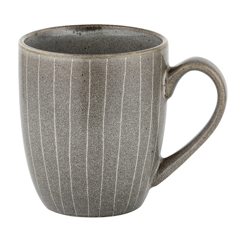 Serwis obiadowy porcelanowy Florina Stripes Gray 24 elementy zestaw talerzy kubków dla 6 osób szare