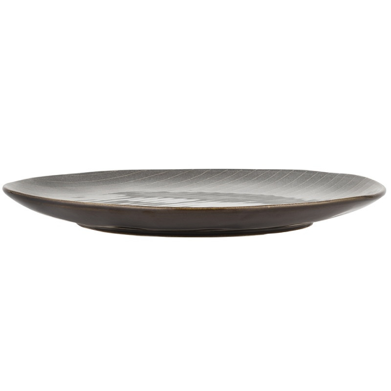 Serwis obiadowy porcelanowy Florina Stripes Gray 30 elementów zestaw talerzy filiżanek dla 6 osób szare