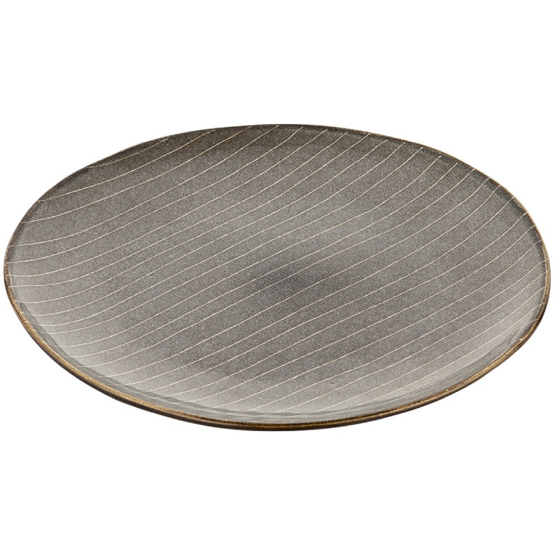 Serwis obiadowy porcelanowy Florina Stripes Gray 30 elementów zestaw talerzy filiżanek dla 6 osób szare