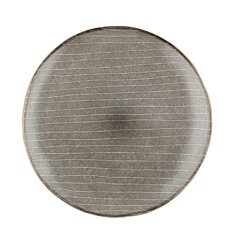 Serwis obiadowy porcelanowy Florina Stripes Gray 30 elementów zestaw talerzy filiżanek dla 6 osób szare