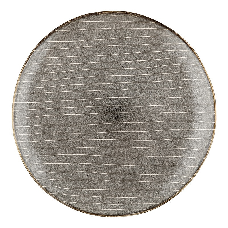 Serwis obiadowy porcelanowy Florina Stripes Gray 30 elementów zestaw talerzy filiżanek dla 6 osób szare