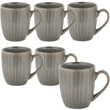 Kubki porcelanowe Florina Stripes Gray 380 ml do kawy herbaty zestaw szare