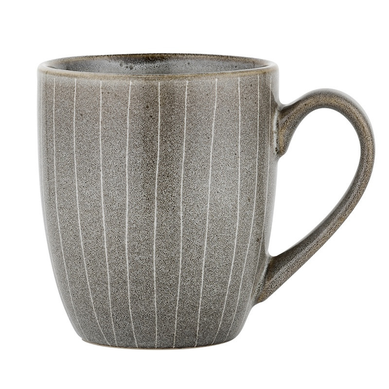Kubki porcelanowe Florina Stripes Gray 380 ml do kawy herbaty zestaw szare