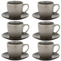 Filiżanki porcelanowe Florina Stripes Gray 250 ml ze spodkami do kawy herbaty zestaw szare