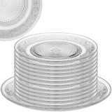 Talerzyki deserowe 17 cm i patera 25 cm szklane Florina Palazzo zestaw 13 sztuk spodek na ciasto deser