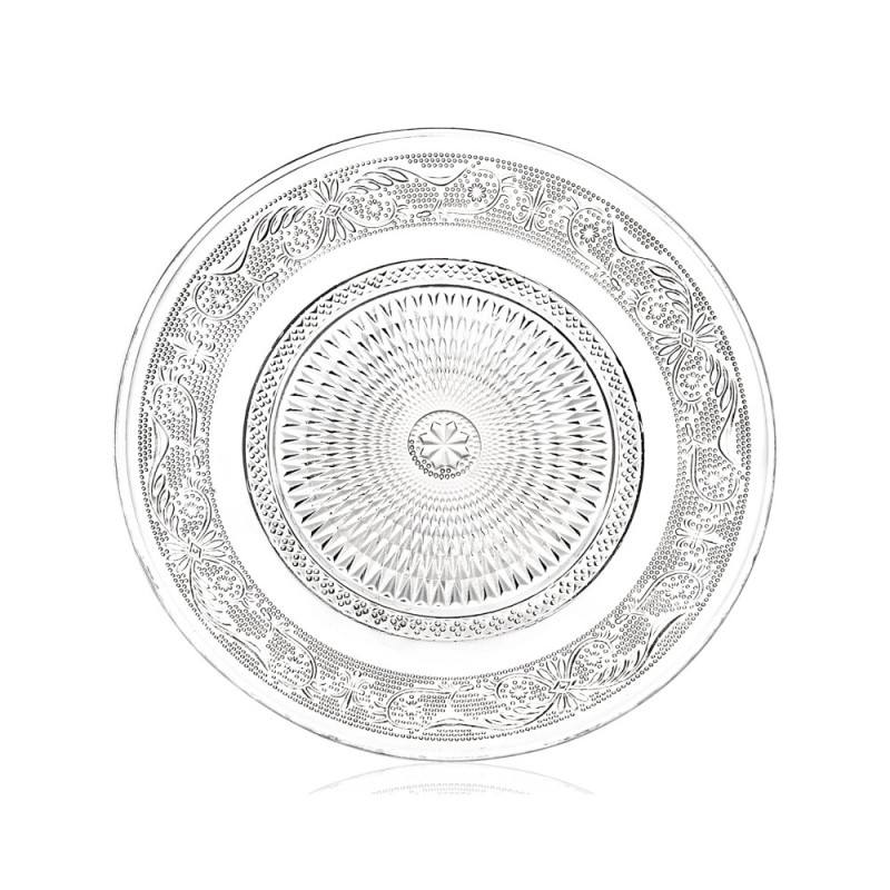 Talerzyki deserowe 17 cm i patera 25 cm szklane Florina Palazzo zestaw 13 sztuk spodek na ciasto deser