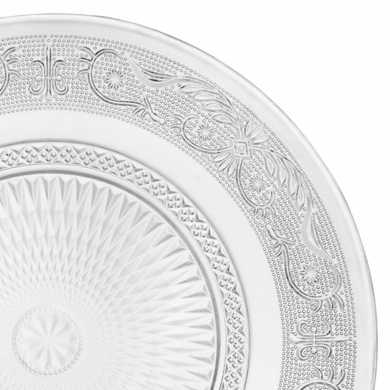 Talerzyki deserowe 17 cm i patera 25 cm szklane Florina Palazzo zestaw 7 sztuk spodek na ciasto deser