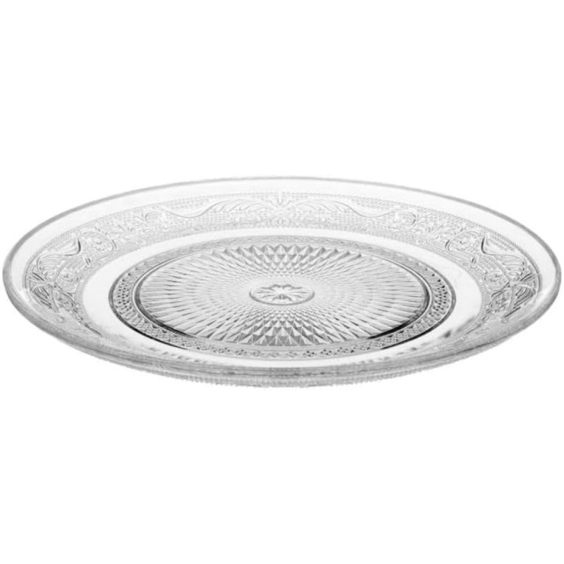 Talerzyki deserowe 17 cm i patera 25 cm szklane Florina Palazzo zestaw 7 sztuk spodek na ciasto deser