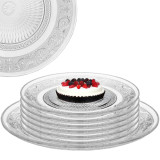 Talerzyki deserowe 17 cm i patera 25 cm szklane Florina Palazzo zestaw 7 sztuk spodek na ciasto deser