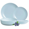 Serwis obiadowy 19 elementowy z dużą salaterką dla 6 osób niebieski Paradise Blue Diwali Luminarc V6213