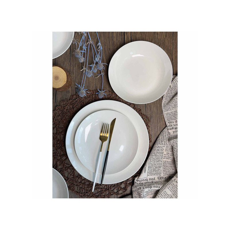 Serwis obiadowy porcelanowy MG Home Classic 12 elementów zestaw talerzy dla 4 osób biały