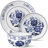 Serwis obiadowy porcelanowy MG Home Sintra 12 elementów zestaw talerzy dla 4 osób kwiaty