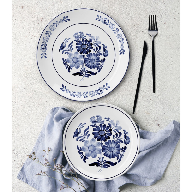 Serwis obiadowy porcelanowy MG Home Sintra 12 elementów zestaw talerzy dla 4 osób kwiaty