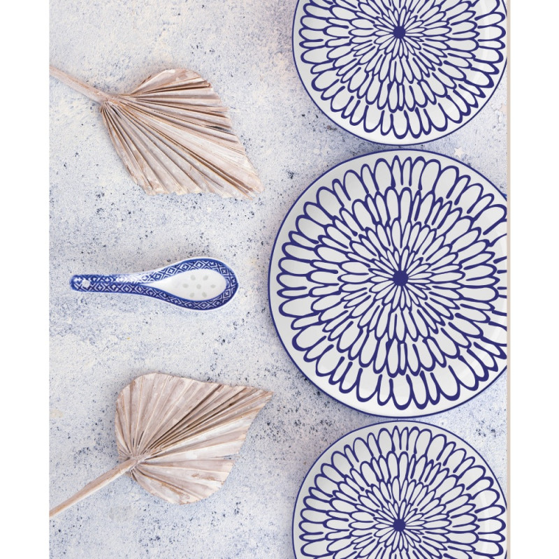 Serwis obiadowy porcelanowy MG Home Fiori 12 elementów zestaw talerzy dla 4 osób kwiaty