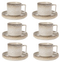 Komplet 6 filiżanek ze spodkami porcelanowych Florina Gambia 200 ml do kawy herbaty zestaw kremowe retro