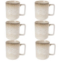 Komplet 6 kubków porcelanowych Florina Gambia 390 ml do kawy herbaty zestaw kremowe retro
