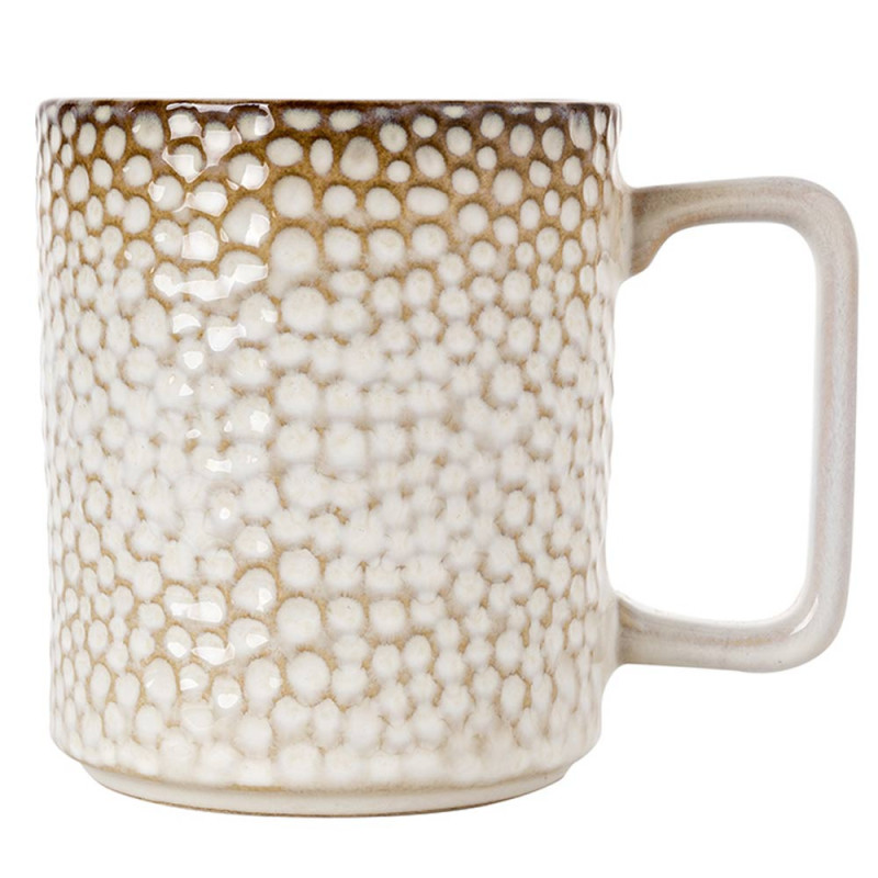 Komplet 6 kubków porcelanowych Florina Gambia 390 ml do kawy herbaty zestaw kremowe retro