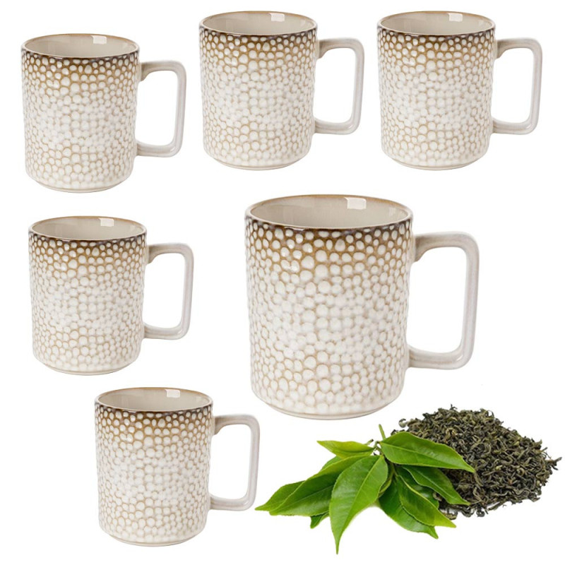 Serwis obiadowy porcelanowy Florina Gambia 24 elementy z kubkiem zestaw talerzy dla 6 osób retro