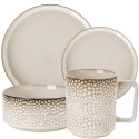Serwis obiadowy porcelanowy Florina Gambia 24 elementy z kubkiem zestaw talerzy dla 6 osób retro