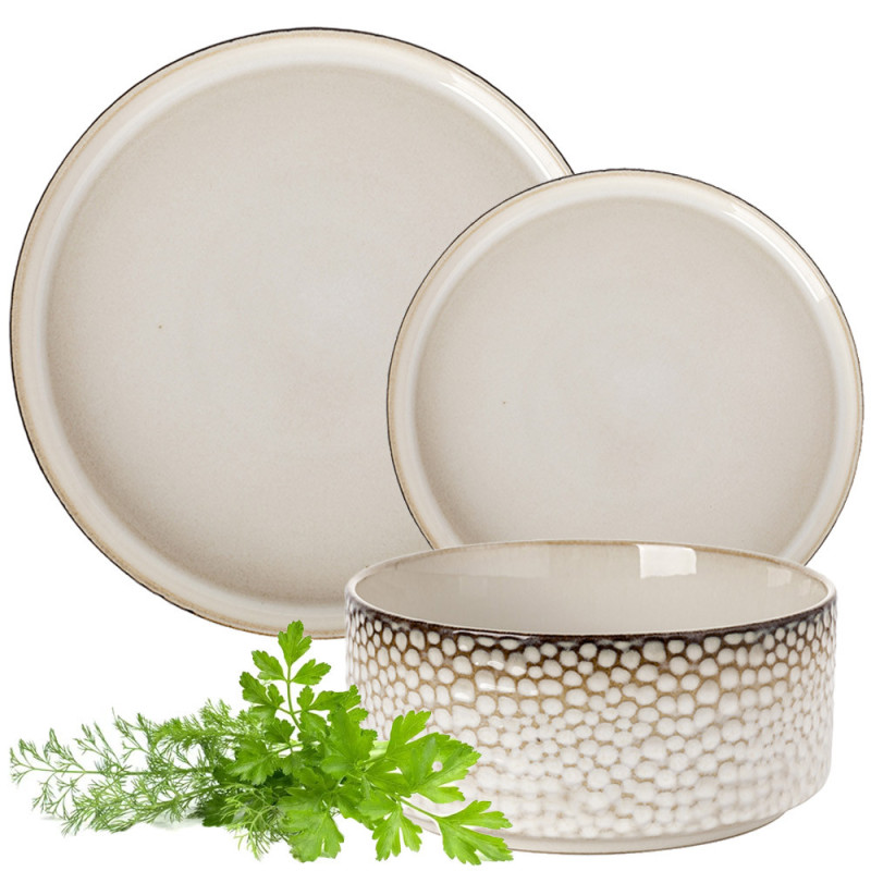Serwis obiadowy porcelanowy Florina Gambia 18 elementów zestaw talerzy dla 6 osób retro
