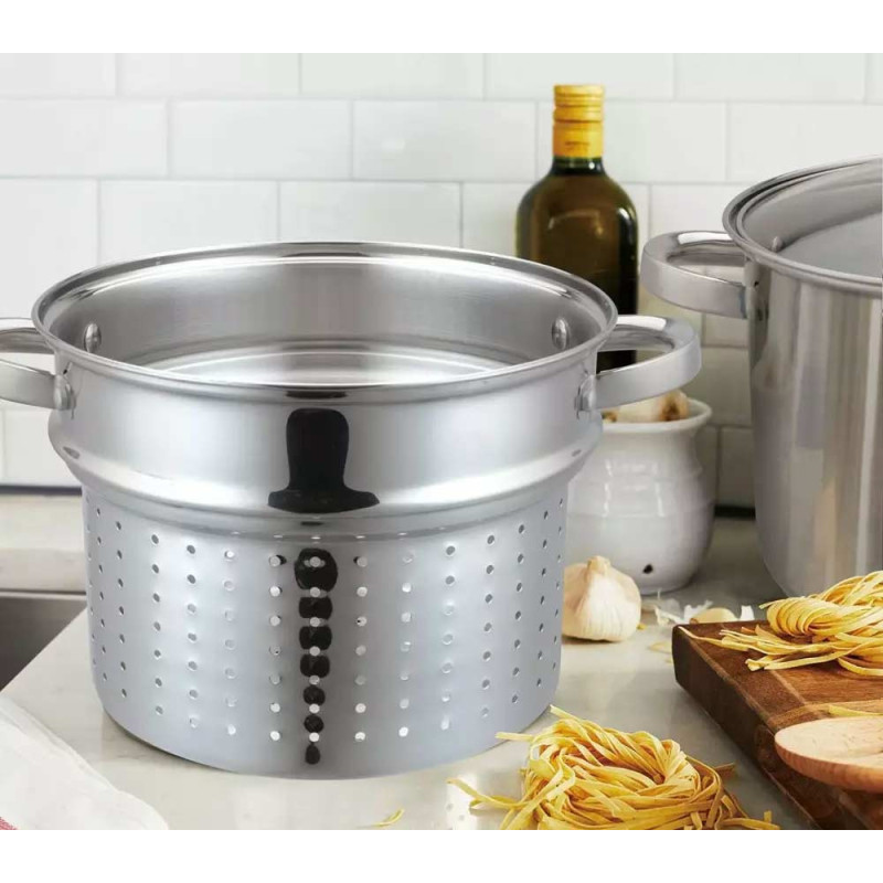 Garnek z wkładem do gotowania makaronu 7,5 l stalowy 24cm Klausberg KB 7738