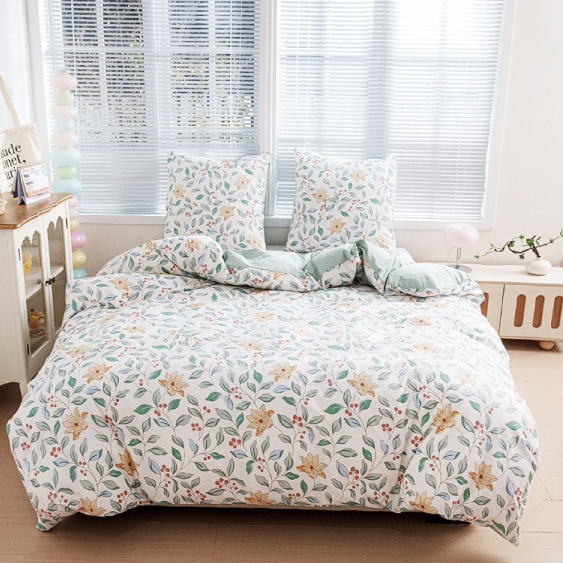 Pościel 200x220 bawełna 100% dwustronna GierekHoff Cotton bardzo gruba 3 części GH 3901 kwiaty