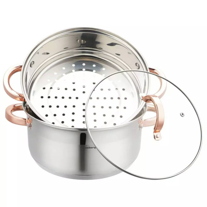 Garnek do gotowania na parze 2.5 l  parowar 18 cm stalowy 3 elementy  Klausberg KB 7725
