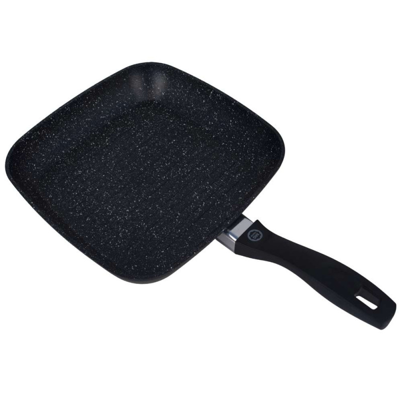Patelnia grillowa kwadratowa 26x26 cm z powłoką marmurkową MG Home Marble czarna