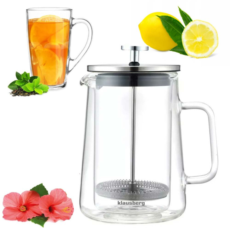 Szklany zaparzacz TERMICZNY tłokowy do herbaty kawy ziół 350 ml Klausberg KB 7684