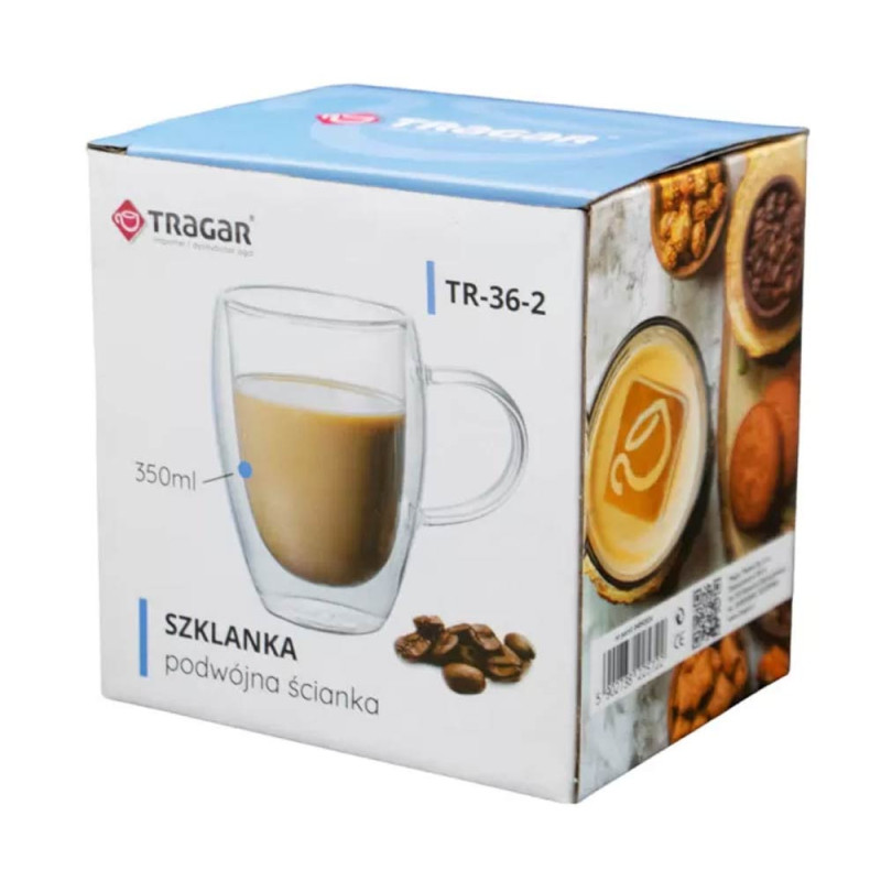 Szklanka termiczna 350 ml z podwójnymi ściankami do kawy herbaty Tragar TR-36-2