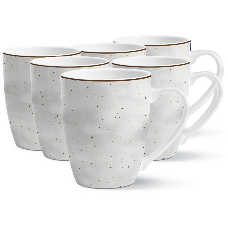 Serwis obiadowy porcelanowy MG Home Antico 24 elementy zestaw talerzy kubków dla 6 osób szary nakrapiany