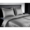 Pościel hotelowa adamaszek 160x200 dwustronna w paski GierekHoff KOMA 5928 gruba 3 el szara z białą lamówka