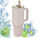 Kubek termiczny 1100 ml nierdzewny próżniowy do zimnych i gorących napojów ze słomka Florina Power beżowy
